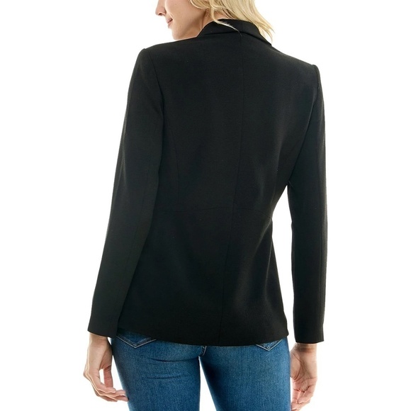 Nicole Miller Original Cardigan Blazer Cotton Boyfriend Jacket w/ Pockets Black - Picture 5 of 10